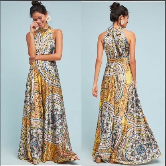 Anthropologie Nicole Miller Paisley Maxi Dress